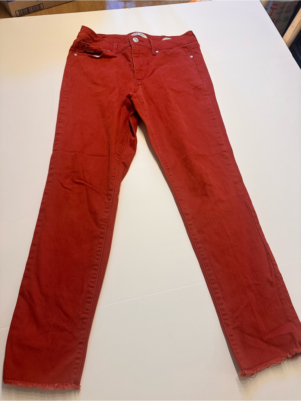 Nine West Gramercy Crop Red Jeans Size 4 Raw Hem